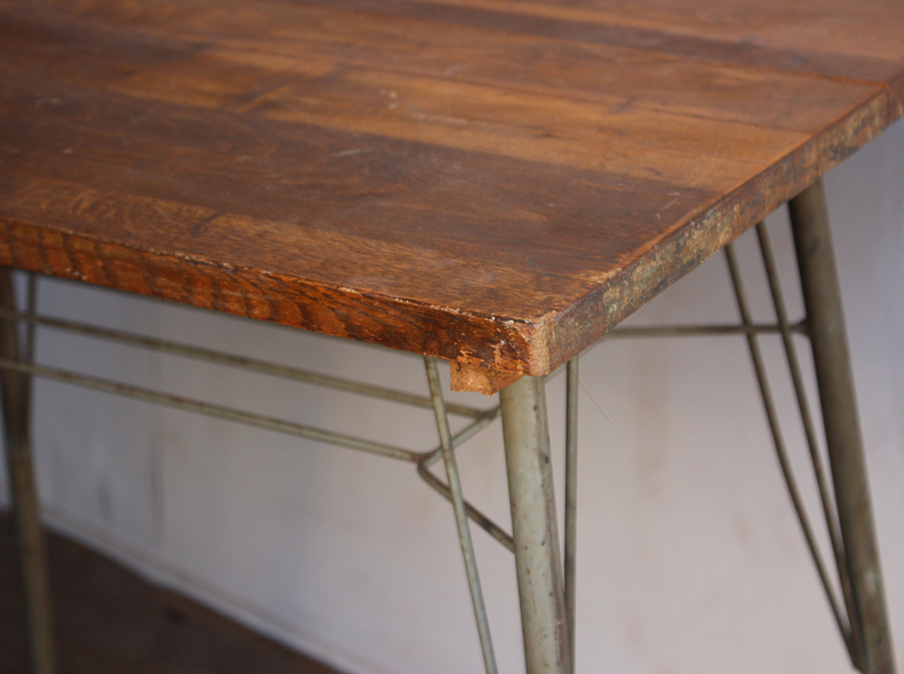 古い鉄脚と古材の組み合わせテーブル | ｜古家具、古民具、民藝、和 